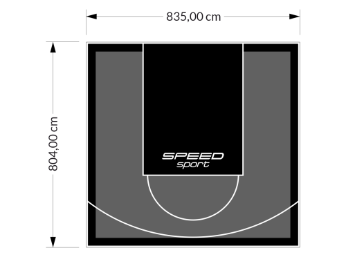 67M2/804X835CM GRAFITOWO-CZARNE BOISKO DO KOSZYKÓWKI SPEEDSPORT HEXA POWER PRO