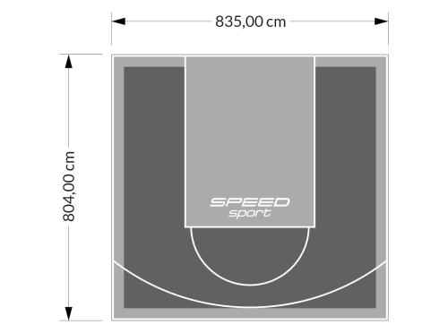 67M2/804X835CM GRAFITOWO-SZARE BOISKO DO KOSZYKÓWKI SPEEDSPORT HEXA POWER PRO
