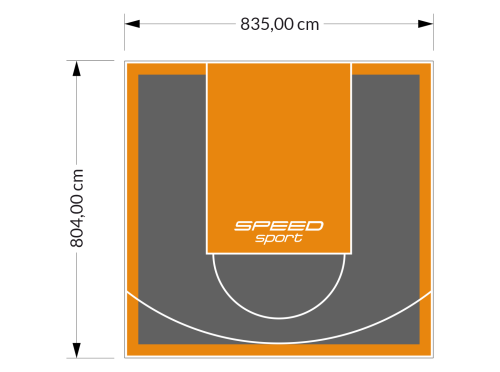 67M2/804X835CM GRAFITOWO-POMARAŃCZOWE BOISKO DO KOSZYKÓWKI SPEEDSPORT HEXA POWER PRO