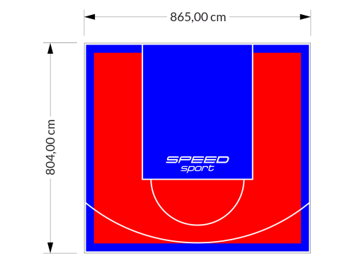 70M2/804X865CM CZERWONO-NIEBIESKIE BOISKO DO KOSZYKÓWKI SPEEDSPORT HEXA POWER PRO