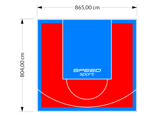 70M2/804X865CM CZERWONO-BŁĘKITNE BOISKO DO KOSZYKÓWKI SPEEDSPORT HEXA POWER PRO