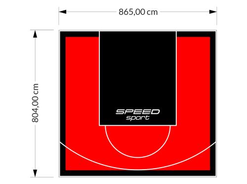 70M2/804X865CM CZERWONO-CZARNE BOISKO DO KOSZYKÓWKI SPEEDSPORT HEXA POWER PRO