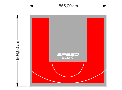 70M2/804X865CM CZERWONO-SZARE BOISKO DO KOSZYKÓWKI SPEEDSPORT HEXA POWER PRO