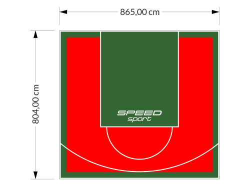 70M2/804X865CM CZERWONO-ZIELONE BOISKO DO KOSZYKÓWKI SPEEDSPORT HEXA POWER PRO