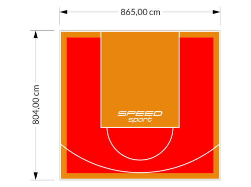 70M2/804X865CM CZERWONO-POMARAŃCZOWE BOISKO DO KOSZYKÓWKI SPEEDSPORT HEXA POWER PRO