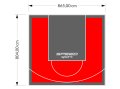 70M2/804X865CM CZERWONO-GRAFITOWE BOISKO DO KOSZYKÓWKI SPEEDSPORT HEXA POWER PRO