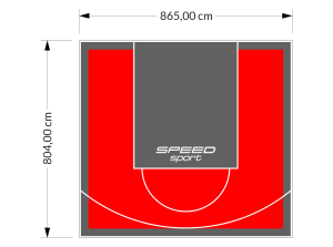 70M2/804X865CM CZERWONO-GRAFITOWE BOISKO DO KOSZYKÓWKI SPEEDSPORT HEXA POWER PRO