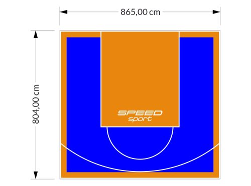 70M2/804X865CM NIEBIESKO-POMARAŃCZOWE BOISKO DO KOSZYKÓWKI SPEEDSPORT HEXA POWER PRO