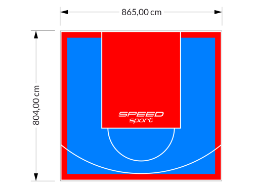 70M2/804X865CM BŁĘKITNO-CZERWONE BOISKO DO KOSZYKÓWKI SPEEDSPORT HEXA POWER PRO