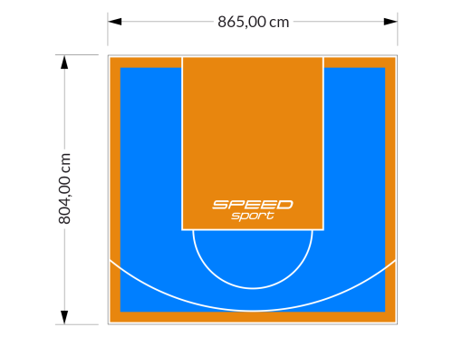 70M2/804X865CM BŁĘKITNO-POMARAŃCZOWE BOISKO DO KOSZYKÓWKI SPEEDSPORT HEXA POWER PRO