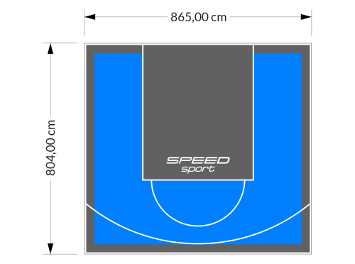 70M2/804X865CM BŁĘKITNO-GRAFITOWE BOISKO DO KOSZYKÓWKI SPEEDSPORT HEXA POWER PRO