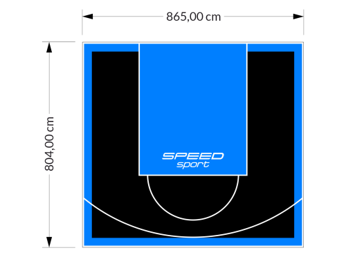 70M2/804X865CM CZARNO-BŁĘKITNE BOISKO DO KOSZYKÓWKI SPEEDSPORT HEXA POWER PRO