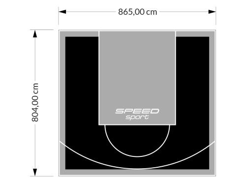 70M2/804X865CM CZARNO-SZARE BOISKO DO KOSZYKÓWKI SPEEDSPORT HEXA POWER PRO