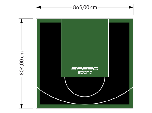 70M2/804X865CM CZARNO-ZIELONE BOISKO DO KOSZYKÓWKI SPEEDSPORT HEXA POWER PRO