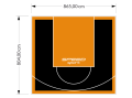 70M2/804X865CM CZARNO-POMARAŃCZOWE BOISKO DO KOSZYKÓWKI SPEEDSPORT HEXA POWER PRO