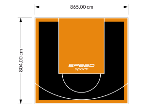 70M2/804X865CM CZARNO-POMARAŃCZOWE BOISKO DO KOSZYKÓWKI SPEEDSPORT HEXA POWER PRO