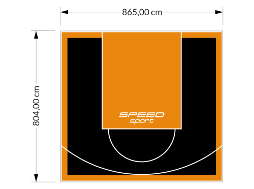 70M2/804X865CM CZARNO-POMARAŃCZOWE BOISKO DO KOSZYKÓWKI SPEEDSPORT HEXA POWER PRO