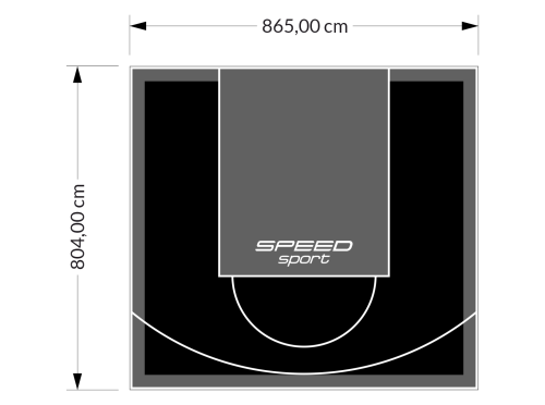 70M2/804X865CM CZARNO-GRAFITOWE BOISKO DO KOSZYKÓWKI SPEEDSPORT HEXA POWER PRO