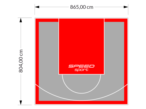 70M2/804X865CM SZARO-CZERWONE BOISKO DO KOSZYKÓWKI SPEEDSPORT HEXA POWER PRO