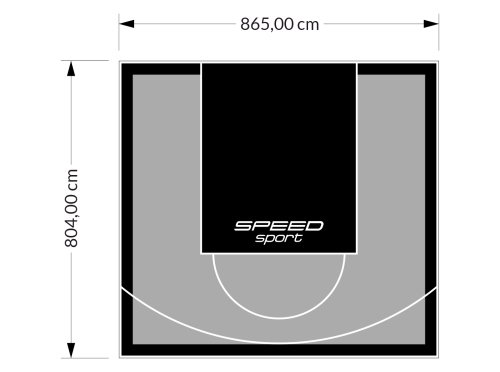 70M2/804X865CM SZARO-CZARNE BOISKO DO KOSZYKÓWKI SPEEDSPORT HEXA POWER PRO