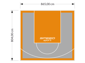 70M2/804X865CM SZARO-POMARAŃCZOWE BOISKO DO KOSZYKÓWKI SPEEDSPORT HEXA POWER PRO