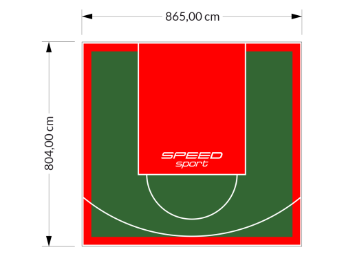 70M2/804X865CM ZIELONO-CZERWONE BOISKO DO KOSZYKÓWKI SPEEDSPORT HEXA POWER PRO