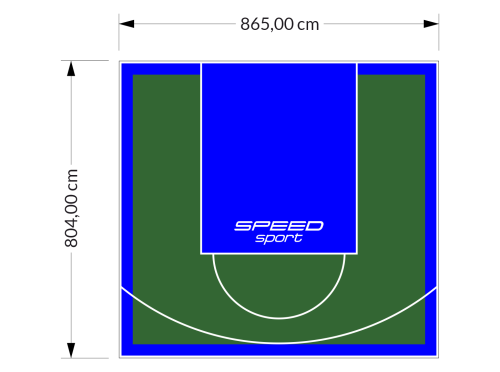 70M2/804X865CM ZIELONO-NIEBIESKIE BOISKO DO KOSZYKÓWKI SPEEDSPORT HEXA POWER PRO