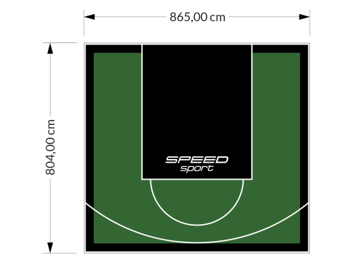 70M2/804X865CM ZIELONO-CZARNE BOISKO DO KOSZYKÓWKI SPEEDSPORT HEXA POWER PRO