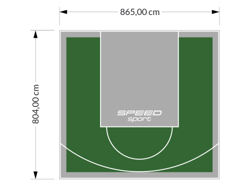 70M2/804X865CM ZIELONO-SZARE BOISKO DO KOSZYKÓWKI SPEEDSPORT HEXA POWER PRO