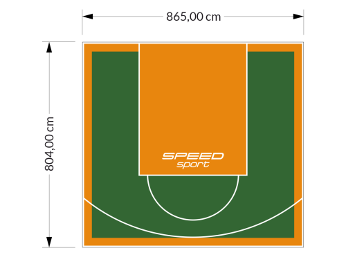 70M2/804X865CM ZIELONO-POMARAŃCZOWE BOISKO DO KOSZYKÓWKI SPEEDSPORT HEXA POWER PRO