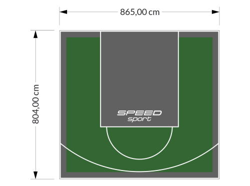 70M2/804X865CM ZIELONO-GRAFITOWE BOISKO DO KOSZYKÓWKI SPEEDSPORT HEXA POWER PRO