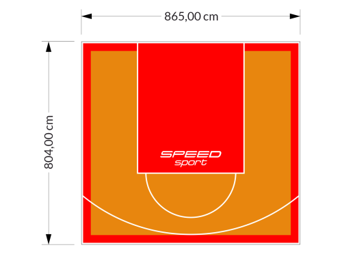 70M2/804X865CM POMARAŃCZOWO-CZERWONE BOISKO DO KOSZYKÓWKI SPEEDSPORT HEXA POWER PRO