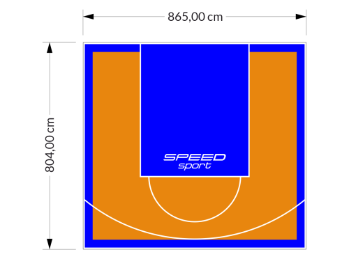70M2/804X865CM POMARAŃCZOWO-NIEBIESKIE BOISKO DO KOSZYKÓWKI SPEEDSPORT HEXA POWER PRO