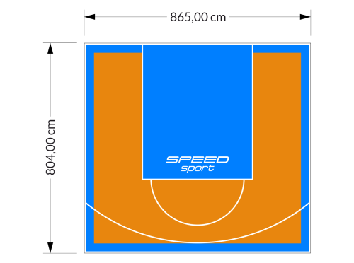 70M2/804X865CM POMARAŃCZOWO-BŁĘKITNE BOISKO DO KOSZYKÓWKI SPEEDSPORT HEXA POWER PRO