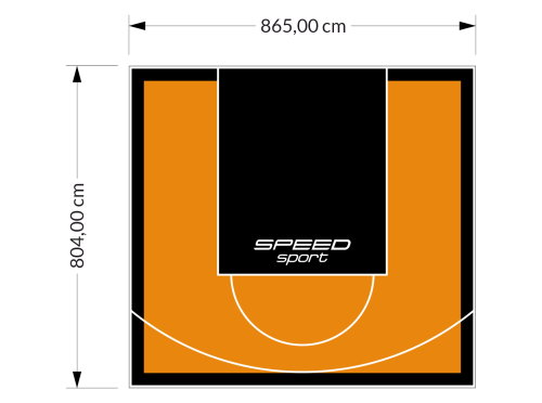 70M2/804X865CM POMARAŃCZOWO-CZARNE BOISKO DO KOSZYKÓWKI SPEEDSPORT HEXA POWER PRO