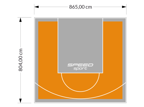 70M2/804X865CM POMARAŃCZOWO-SZARE BOISKO DO KOSZYKÓWKI SPEEDSPORT HEXA POWER PRO