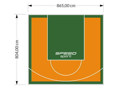 70M2/804X865CM POMARAŃCZOWO-ZIELONE BOISKO DO KOSZYKÓWKI SPEEDSPORT HEXA POWER PRO