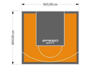 70M2/804X865CM POMARAŃCZOWO-GRAFITOWE BOISKO DO KOSZYKÓWKI SPEEDSPORT HEXA POWER PRO
