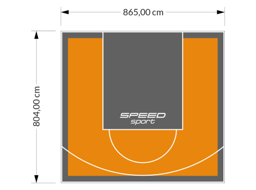 70M2/804X865CM POMARAŃCZOWO-GRAFITOWE BOISKO DO KOSZYKÓWKI SPEEDSPORT HEXA POWER PRO