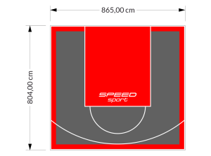 70M2/804X865CM GRAFITOWO-CZERWONE BOISKO DO KOSZYKÓWKI SPEEDSPORT HEXA POWER PRO