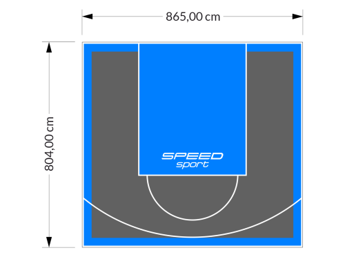 70M2/804X865CM GRAFITOWO-BŁĘKITNE BOISKO DO KOSZYKÓWKI SPEEDSPORT HEXA POWER PRO
