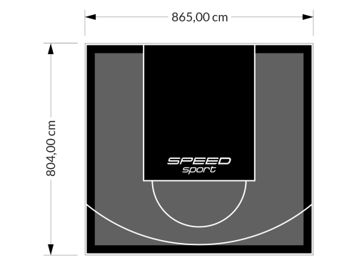 70M2/804X865CM GRAFITOWO-CZARNE BOISKO DO KOSZYKÓWKI SPEEDSPORT HEXA POWER PRO