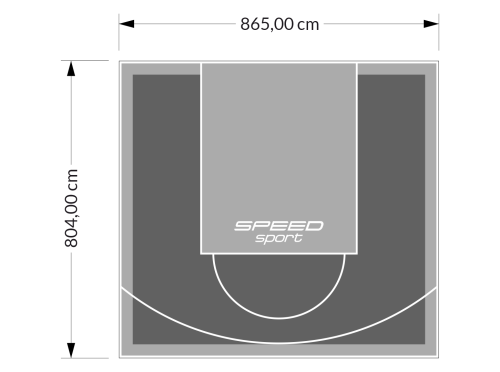 70M2/804X865CM GRAFITOWO-SZARE BOISKO DO KOSZYKÓWKI SPEEDSPORT HEXA POWER PRO