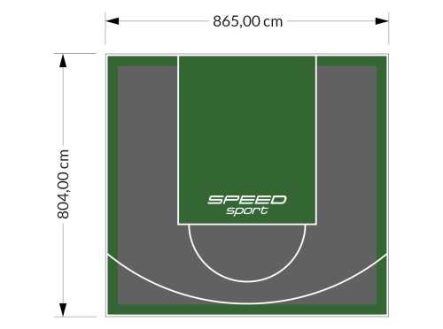 70M2/804X865CM GRAFITOWO-ZIELONE BOISKO DO KOSZYKÓWKI SPEEDSPORT HEXA POWER PRO