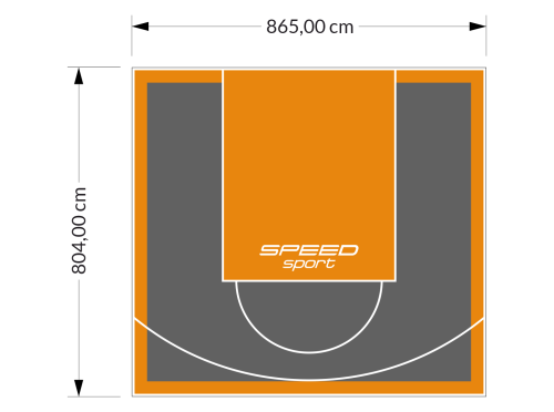 70M2/804X865CM GRAFITOWO-POMARAŃCZOWE BOISKO DO KOSZYKÓWKI SPEEDSPORT HEXA POWER PRO