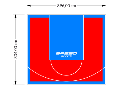 72M2/804X896CM CZERWONO-BŁĘKITNE BOISKO DO KOSZYKÓWKI SPEEDSPORT HEXA POWER PRO