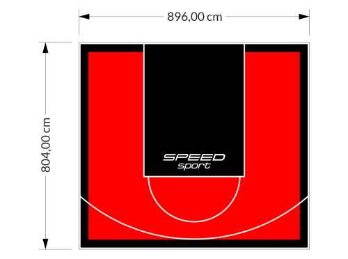 72M2/804X896CM CZERWONO-CZARNE BOISKO DO KOSZYKÓWKI SPEEDSPORT HEXA POWER PRO