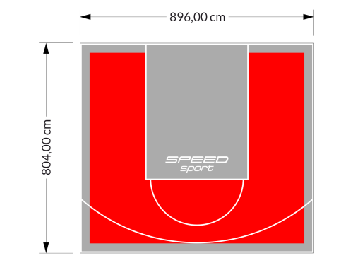 72M2/804X896CM CZERWONO-SZARE BOISKO DO KOSZYKÓWKI SPEEDSPORT HEXA POWER PRO