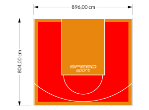 72M2/804X896CM CZERWONO-POMARAŃCZOWE BOISKO DO KOSZYKÓWKI SPEEDSPORT HEXA POWER PRO