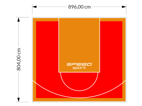 72M2/804X896CM CZERWONO-POMARAŃCZOWE BOISKO DO KOSZYKÓWKI SPEEDSPORT HEXA POWER PRO